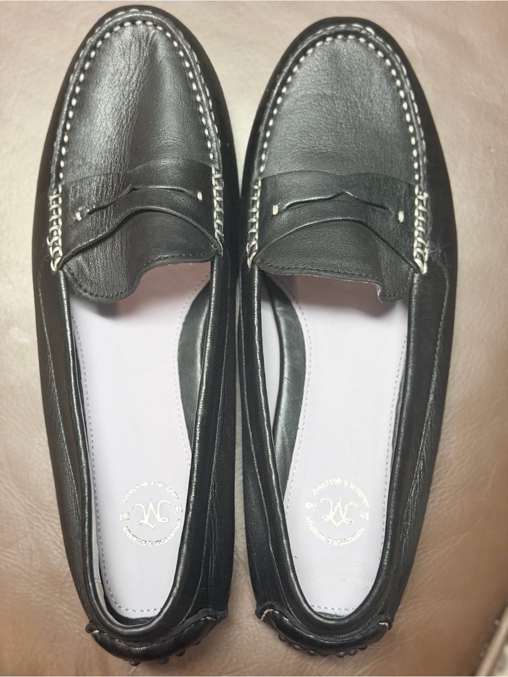 Johnston & Murphy Black Leather Women's Penny Loafers